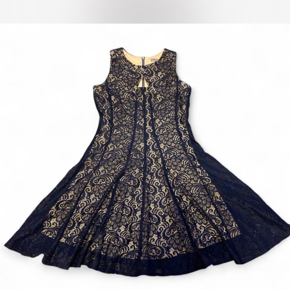 Danny & Nicole Navy and Gold Dress